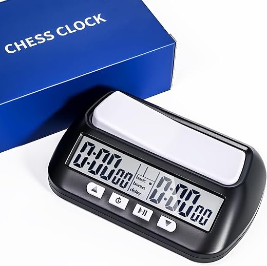 Digital Chess Clock, Professional Electronic Chess Timer with Alarm, Multifunction Portable Chess Clock with Countdown, Bonus, Delay Features, for International Chess Chinese Chess Board Go Game