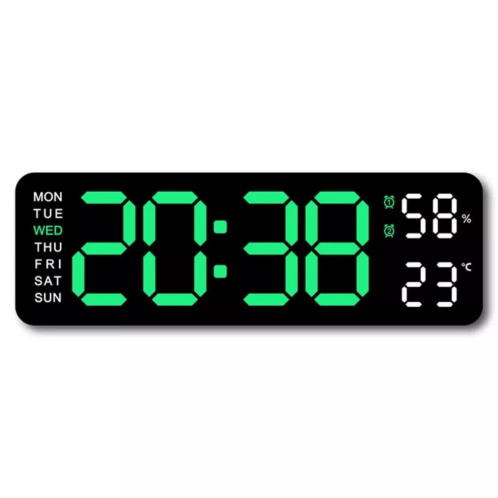 Digital LED Desk Alarm Clock Large LED Display Wall Clock Temperature Humidity
