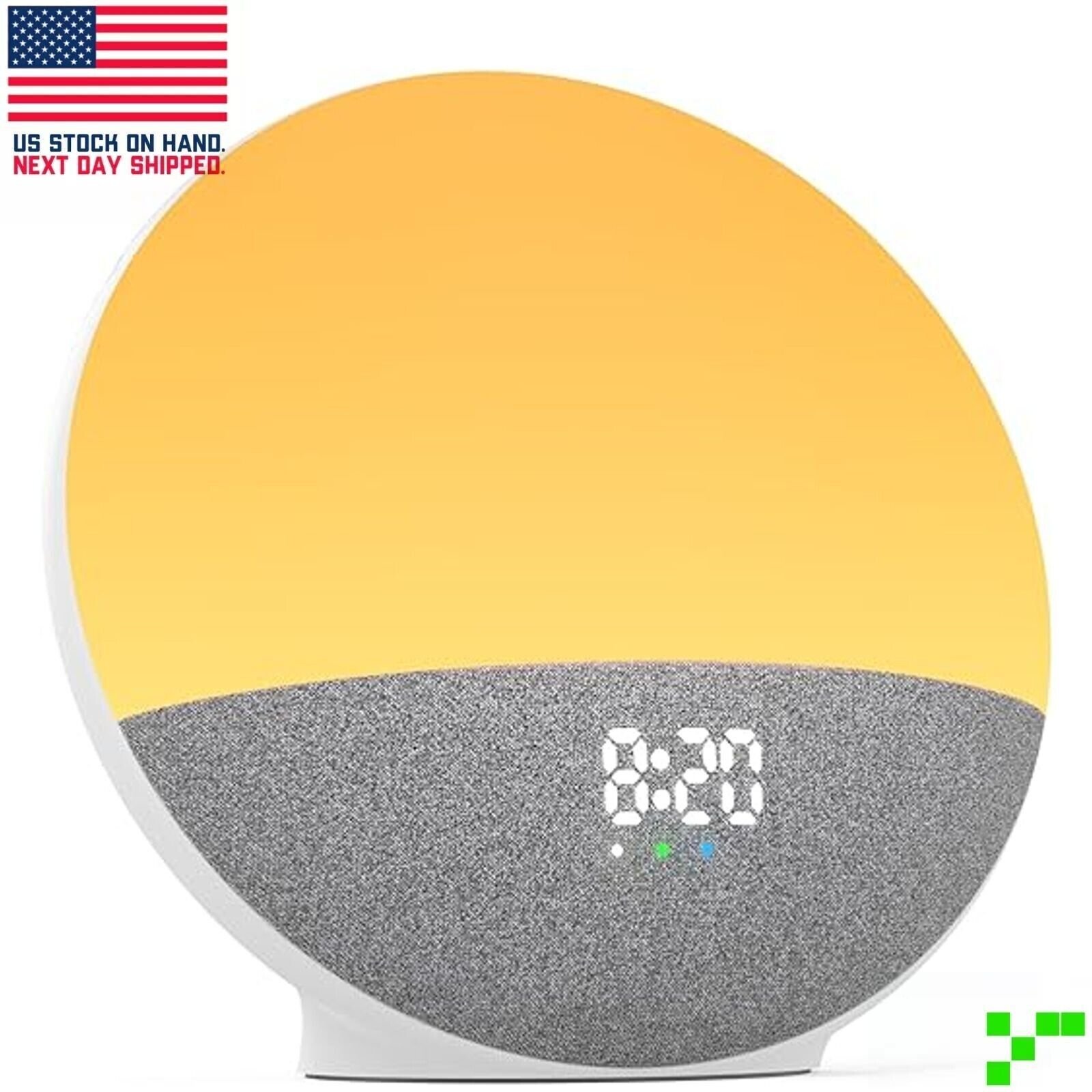 Digital Sunrise Alarm Clock Radio Wake Up Light Sleep Aid Bluetooth Speaker iOS