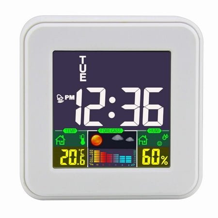 Digital Touch Screen Alarm Clock with Voice Control - LCD Color Display, Temperature, Sound Activated - Kids, Students, Elderly - Bedside Desk Clock for Home, Office, Dorm (Battery Operated)