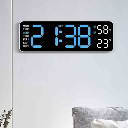 Digital Wall Clock,Digital Calendar,Large Wall Clock, 9 Display Digital Clock, Led Digital Clock, Countdown Dimmer Large Clock, The Led Large Digital Clock for Walls (White)