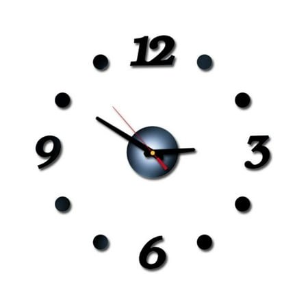 Digital Wall Clock Modern DIY Frameless 3D Wall Clock Large Decorative Mirror Surface for Living Room, Office, Bedroom Decor, Silent Movement Black One Size