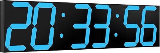 Digital Wall Clock, Oversize Led Digital Clock Large Display with Auto Dimmer, Huge Countdown Timer with Remote Control, 27 Wide Display, 6 Digits, Wall Mount, Date and Temperature(Ice Blue)