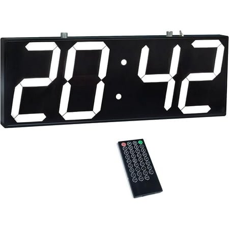 Digital Wall Clock with Double Sided Display, Large Digital Clock with Timer,Alarm,Temperature and Date,Two Faced Hanging Wall Clock with 6''Number(White)