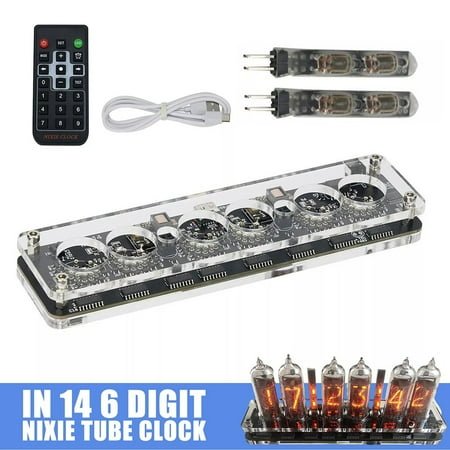DIY IN-14 Nixie Clock No Glow Tubes Remote USB Digital Alarm Clock W/LED light