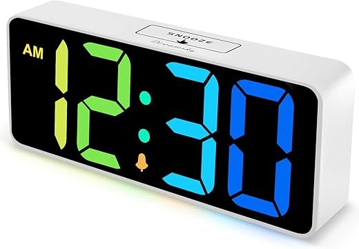 DreamSky Large Digital Alarm Clock Big Numbers for Seniors & Visually Impaired, RGB 9 Inches Desk Clock for Bedroom, Dimmable Jumbo Display, USB Ports, Loud Alarm for Heavy Sleepers, Adjustable Volume