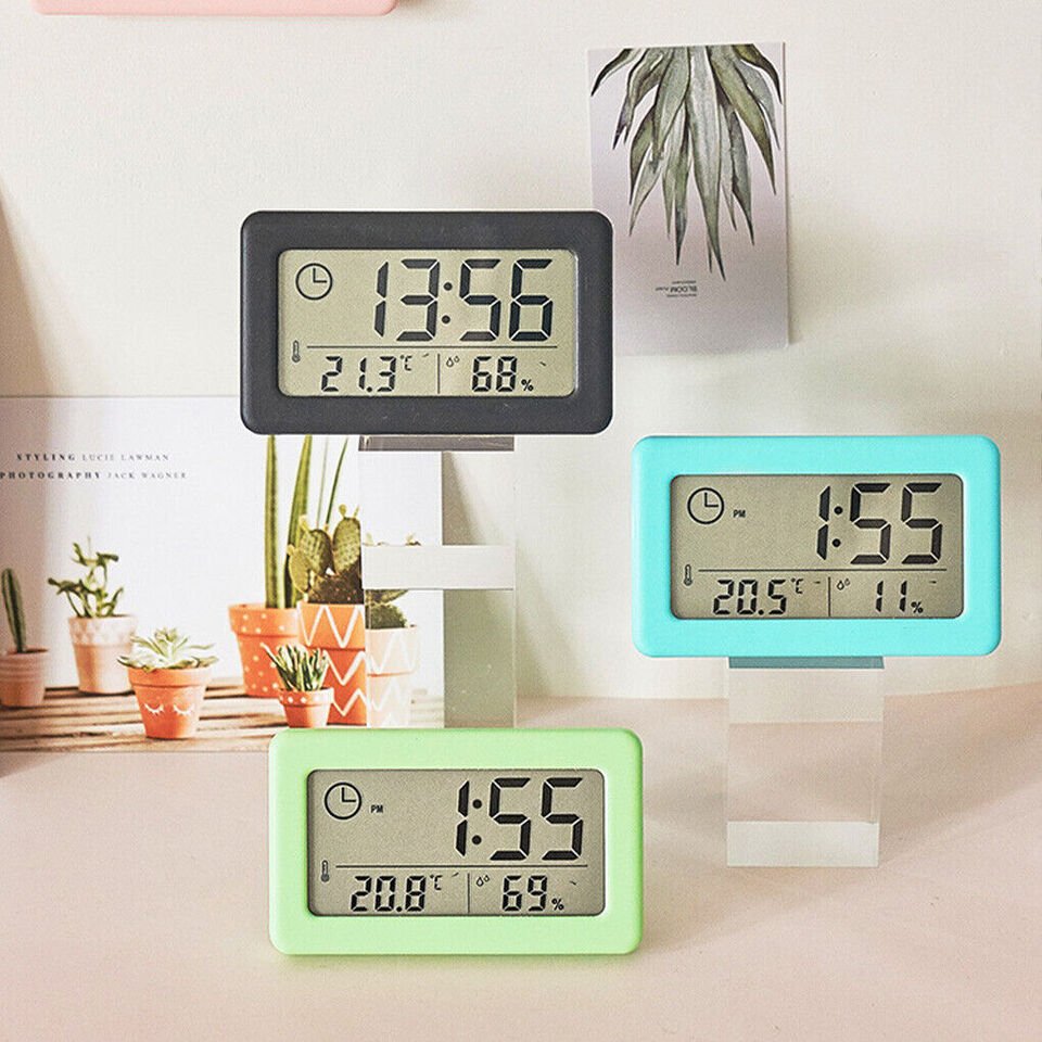 Electronic Digital Alarm Clock Temperature Humidity LCD Bedside Wall Desk Clock