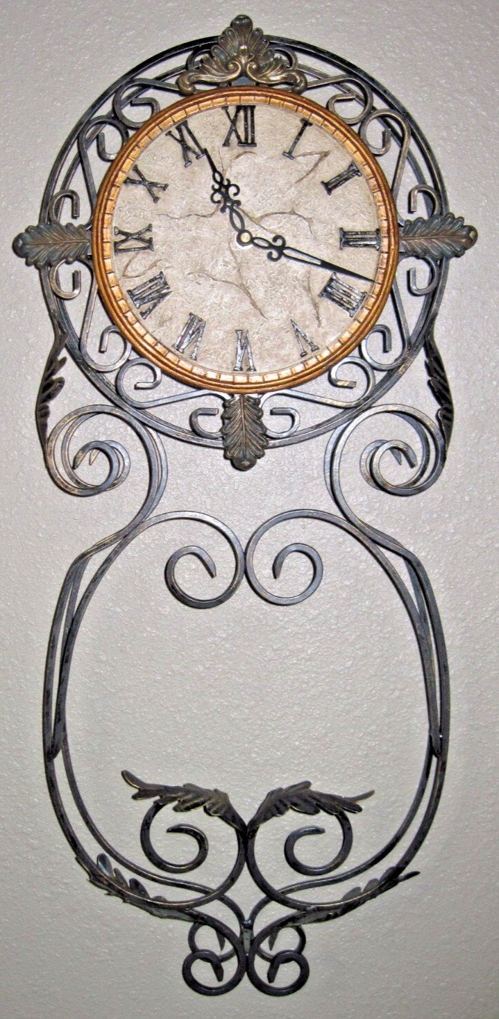 Elegant Metal Scroll Wall Clock - Battery Powered (AA)