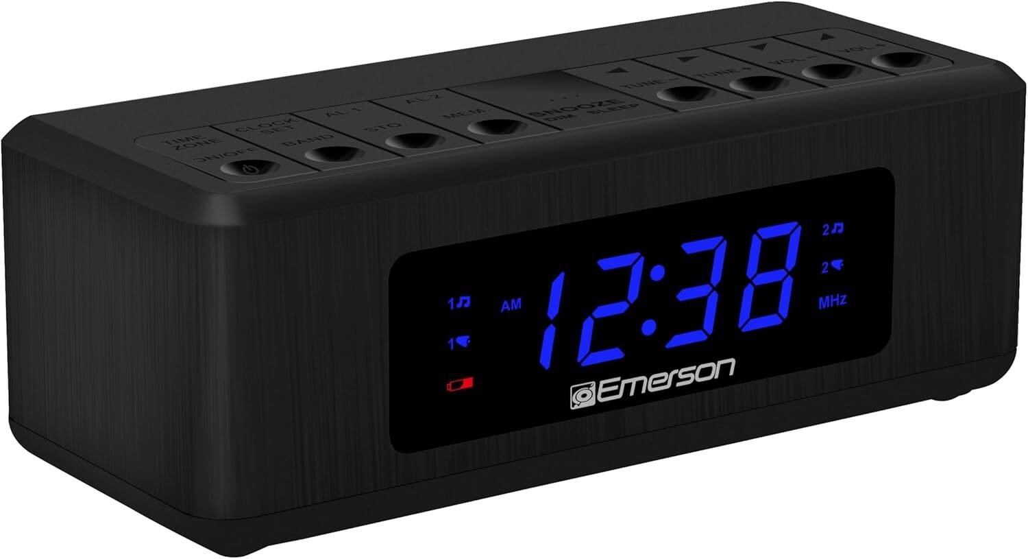 Emerson CKS2023AM/FM Dual Alarm Clock Radio with 0.6" Blue LED Display, Black