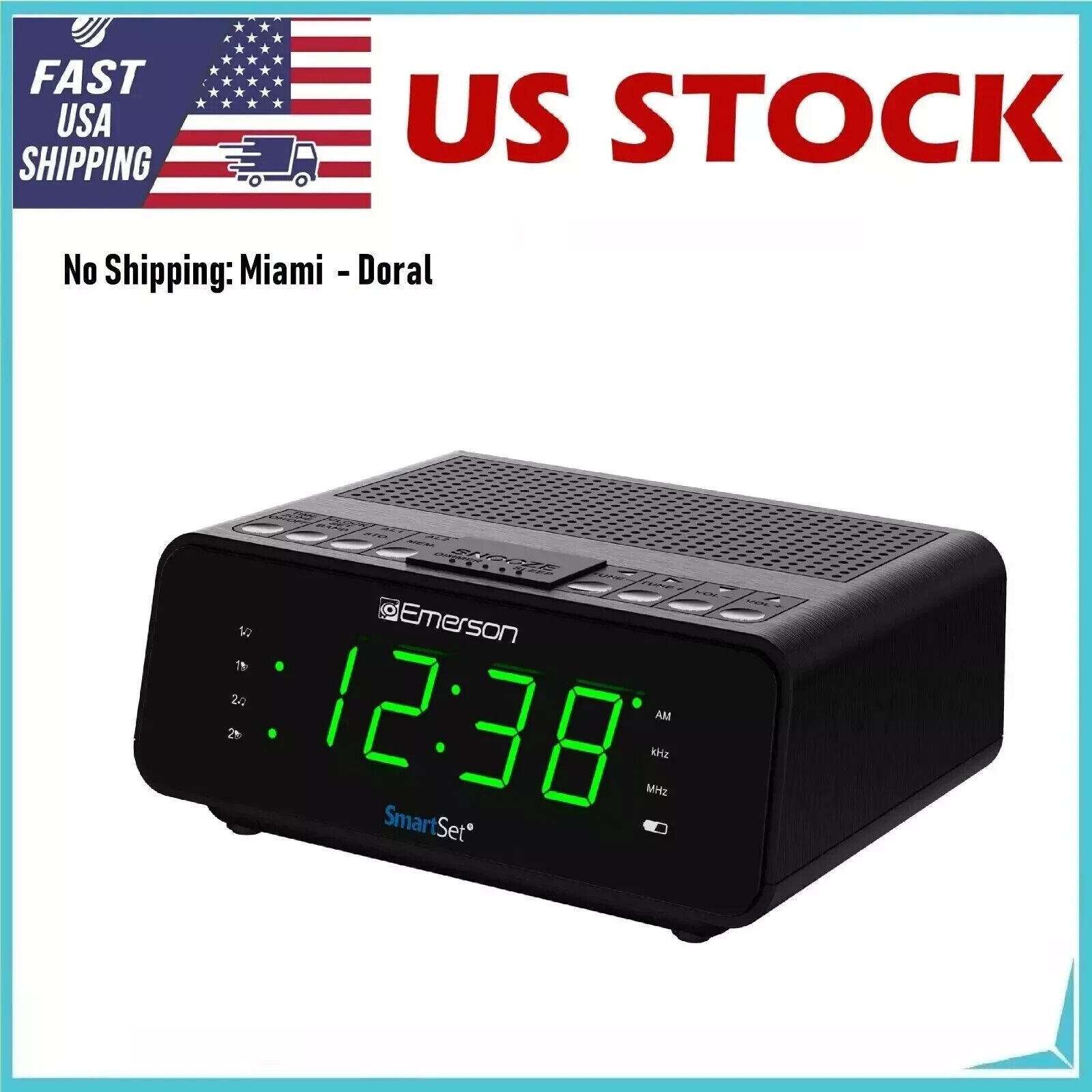 Emerson SmartSet Alarm Clock Radio with AM/FM Radio, Dimmer, Sleep Timer and .9"