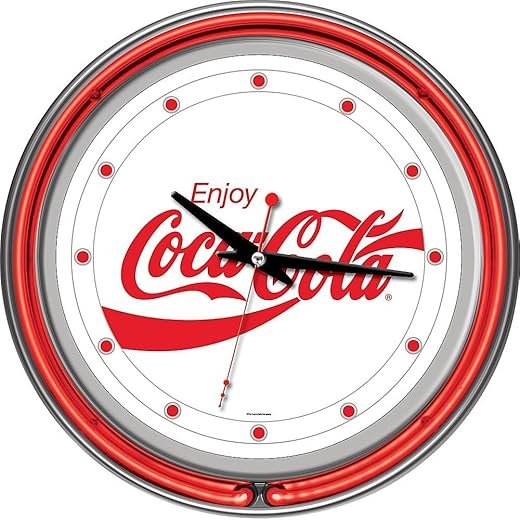 Enjoy Coke White Neon Clock - Two Neon Rings