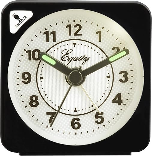 Equity 20078 Quartz Travel Black Alarm Clock