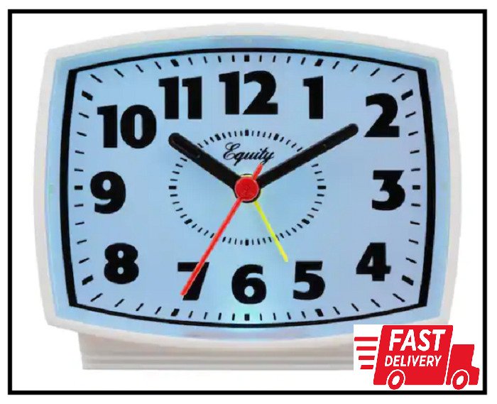 Equity by La Crosse 33100 Electric Silent Analog Alarm Clock with blue light
