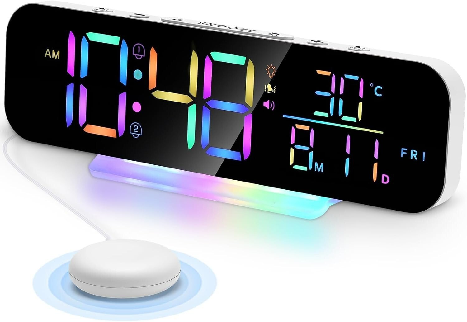 Extra Loud Alarm Clock with Bed Shaker Vibrating Alarm Clock for Heavy Sleepers