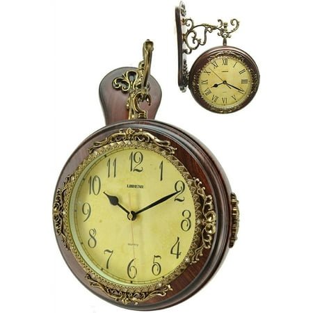 Fabulous Antique 2 Side Wall Clock Double Face Hanging Clock