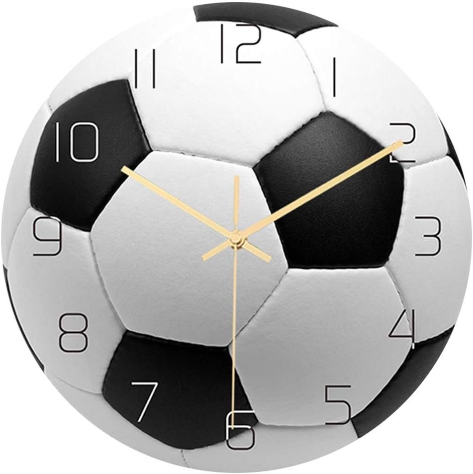 Garneck Vintage Sports Soccer Wall Clock - Silent Decorative Clock for Living Room, Bedroom, Kids Room - Retro Decor