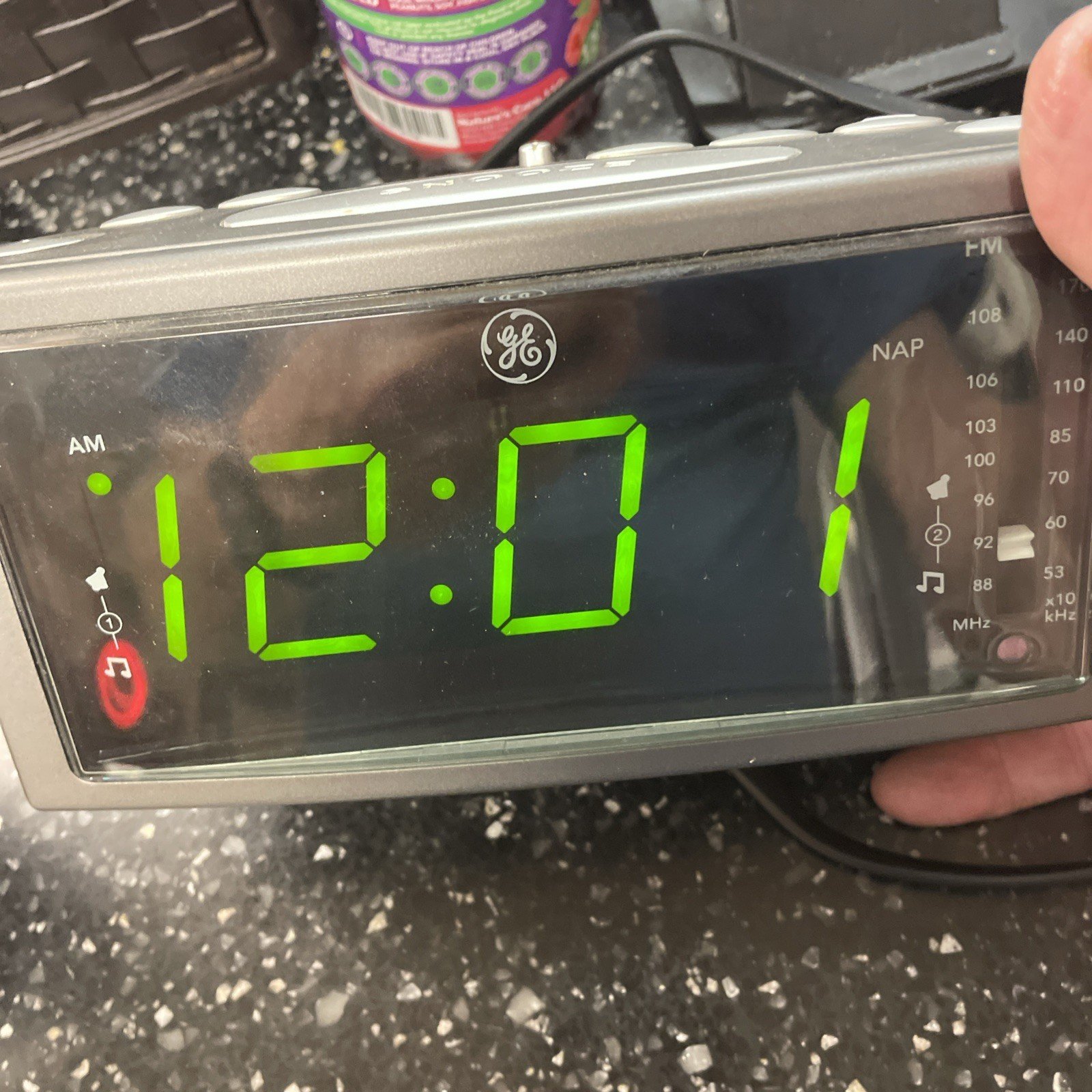 GE Alarm Clock Radio AM/FM Dual Alarm Battery Backup Model 7-4853A Large Display