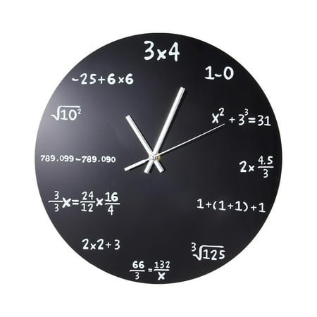 Gitohoni Acrylic Mirror Wall Clock, Mathematical Equations and Notations Decorative Round Black 3.4