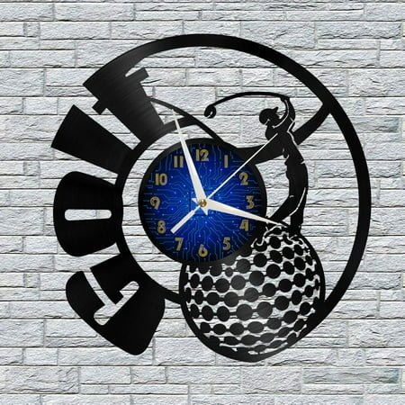 Golf Club 12 Inch Vinyl Record Wall Clock - Silent, Creative, and Unique Clock for Living Room, Entryway, or Bedroom Decor - Perfect Gift Idea(12 inchs B without LED)