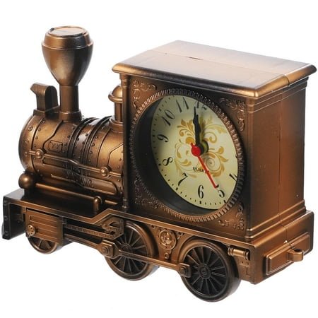 GOOHOCHY Railway Engine Clock Creative Alarm for Bedroom Made of ABS and Electronic Components .5x6.5x2.5 Inches