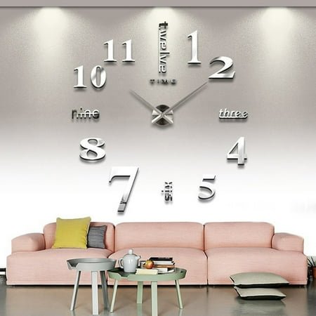 GOOHOCHY Small Size 3D Wall Clocks Mirror Clock DIY Clock Modern Design Acrylic Clock (White)