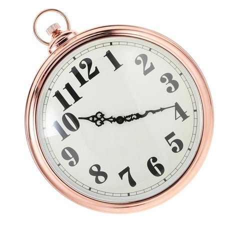 GOOHOCHY Vintage Retro Clock Pocket Watch Style Wall Hanging Clock Large Wall Clock for Living Room Kitchen Home Decoration without Battery (Rose Gold)