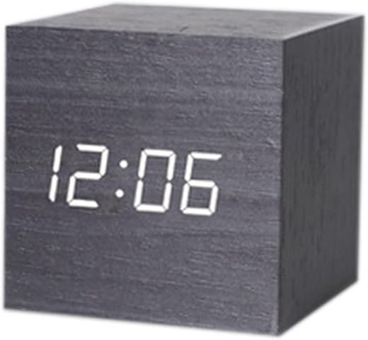Grebest Voice Control Clock Sound Activated Alarm Clock Digital Alarm Clock Voice Control Power Saving Dual Display Temperature Date Battery Powered Black