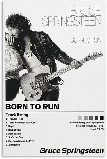 GUOSHIKA Bruce Springsteen Born to Run Canvas Poster Wall Decorative Art Painting Living Room Bedroom Decoration Gift Unframe-style12x18inch(30x45cm)