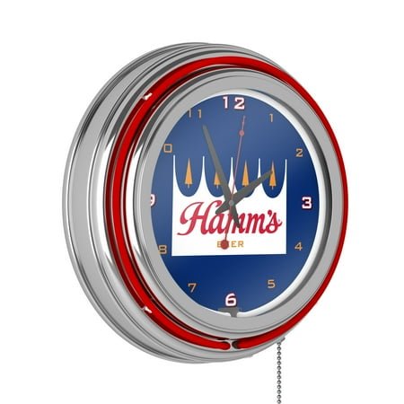 Hamm's Logo Retro Neon Analog Wall Clock with Pull Chain