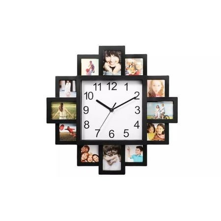 Hanging Wall Clock with 12-Picture Display Photo Frame