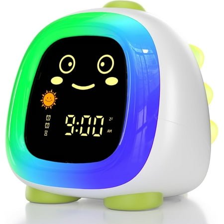 Hansang Kids Alarm Clock with 6 Colors Night Light, OK to Wake Clock with Sleep Training and Timer off,Cute Dinosaurs Clock for boys and girls
