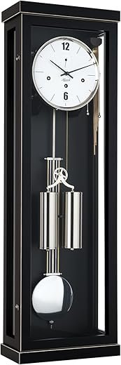 Hermle Puristic Regulator Out of Massive Walnut Wood in Black with 8-Day 4/4 Westminster Movement