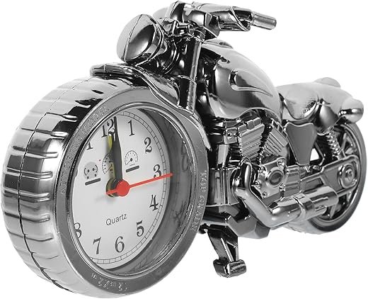 Homoyoyo Office Decor Motorcycle Clock Vintage Motorcycle Shape Alarm Clock, Table Desk Time Clock, Cool Motorbike Model for Home Office Shelf Decoration Vintage Clock Digital Clock