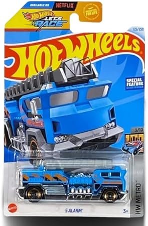 Hot Wheels 5 Alarm Truck Die-Cast Car 1:64 Scale Blue/Silver HW Metro 3/10