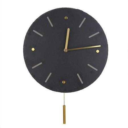 Household Wall Clock Brass Scale Swing Clock with Cylindrical Pendulum (Battery not included)