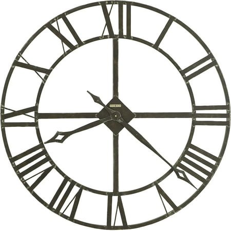 Howard Lacy II Wall Clock - Round Metal Decor, Battery-Operated Analog Clock, Large Roman Numerals, Quartz Movement, Vintage, Gray Finished, for Living Room, Kitchen, Office, and Bedroom Decor