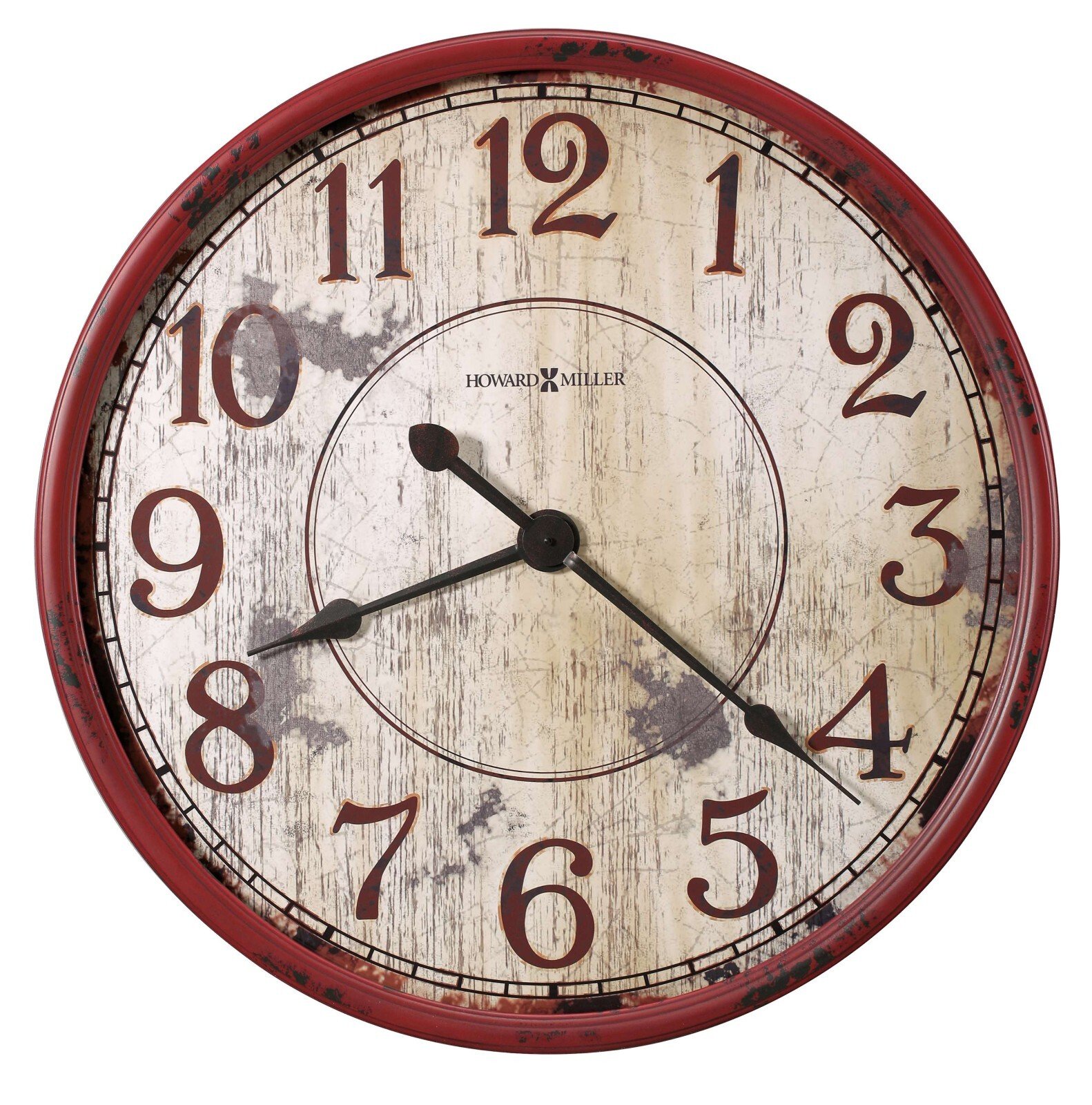 Howard Miller Back 40 Wall Clock 625598 Oversized Antique Red Rustic Style Clock