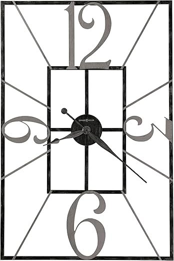 Howard Miller Blaine Oversized Wall Clock II, Wrought Iron Open Frame Design Charcoal Finished, Wall Mount Analog Dial Arabic Numerals Quartz Movement Best Alarm Clock for Home Decor