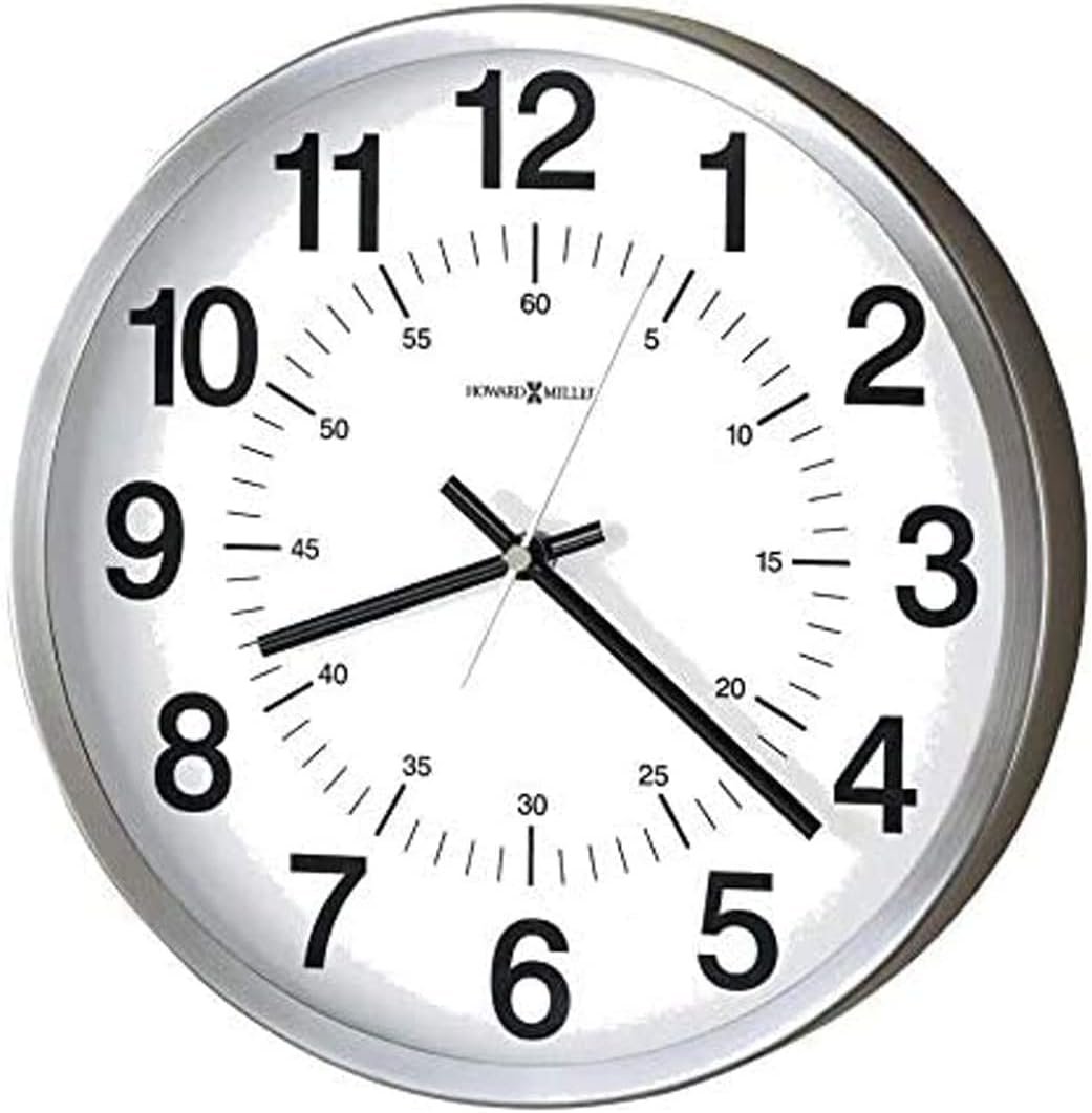 Howard Miller Easton Wall Clock - Round Metal Case, Battery-Operated Analog Timepiece with Glass Crystal, Quartz Mechanism, Arabi Numeral, Hanging Clock for Home - Kitchen, Bedroom, and Office Decor