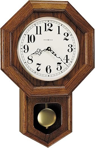 Howard Miller Katherine Wall Clock – Wooden Finish Octagonal Pendulum with Westminster or Ave Maria Chimes Volume Control & Traditional Design Clock Best for Home or Office Décor