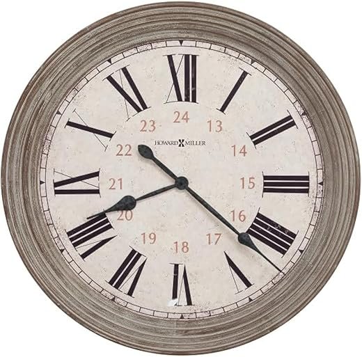 Howard Miller Paris Wall Clock II 549-457 – 30.75” Oversized Worn Aged Brown Home Decor with Quartz Movement