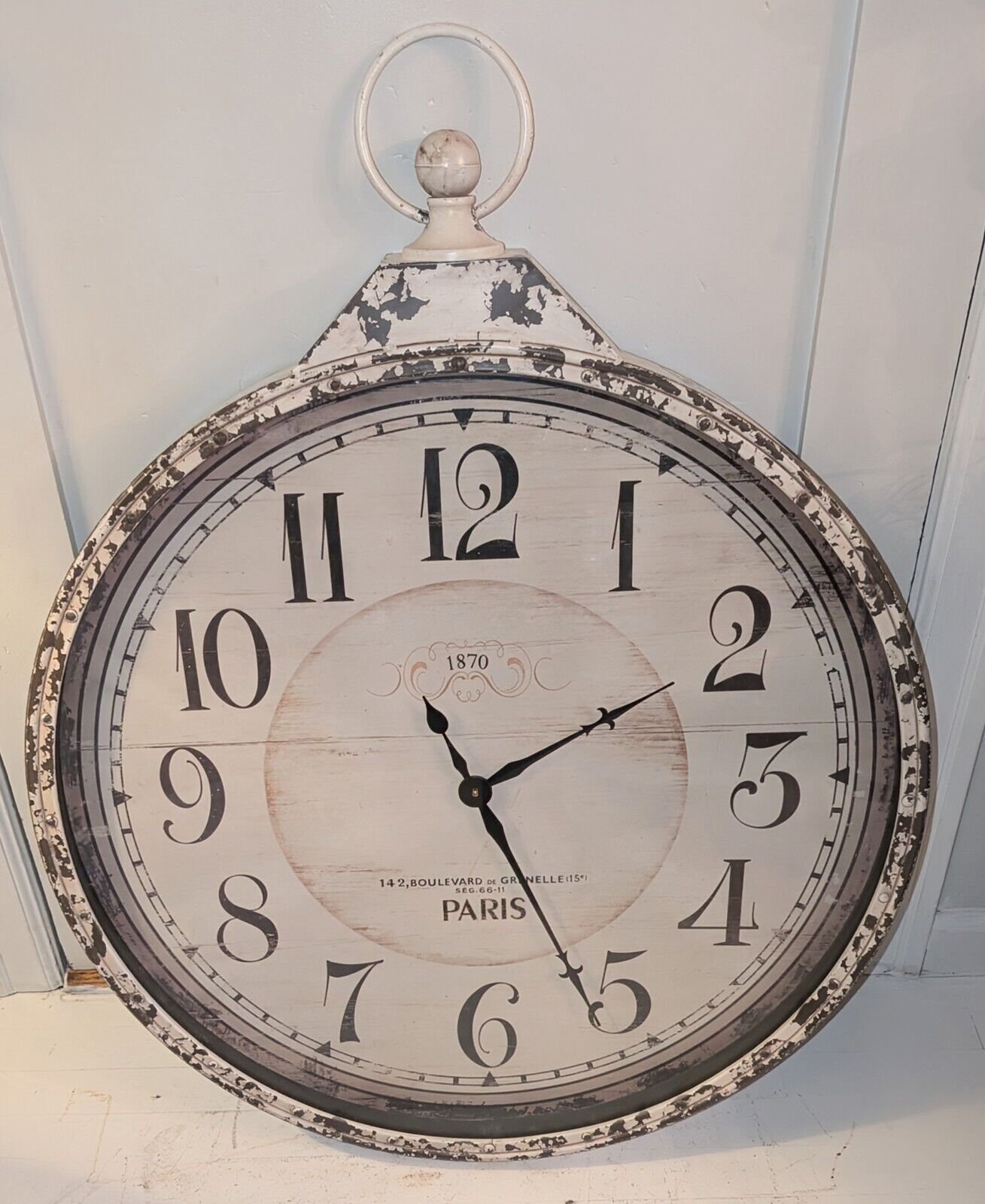 Huge Distressed Metal Pocket Watch Wall Clock ~ Hobby Lobby ~ 41 1/2" X 32"