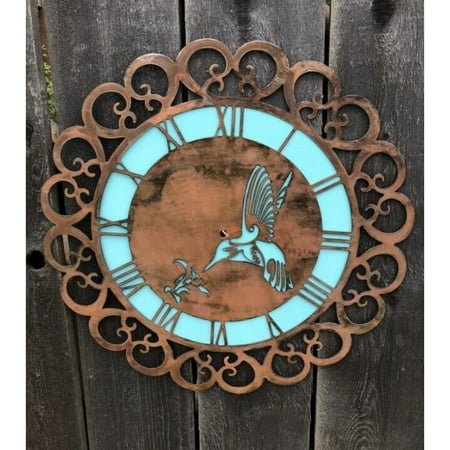 Hummingbird Metal Art clock Rustic Copper Mothers Day Gift