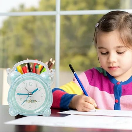 Hxlamzoo Alarm Clock for Kids Vintage Twin Bell Alarm Clocks Cute Cartoon Silent Children Bedroom Desk Clock Jump Seconds Not Silent, School Supplies