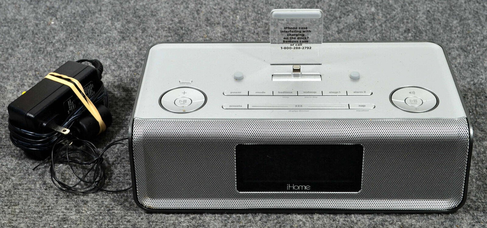 iHome iDL43 Dual Charging Stereo FM Alarm Clock Radio Lighting Dock Silver