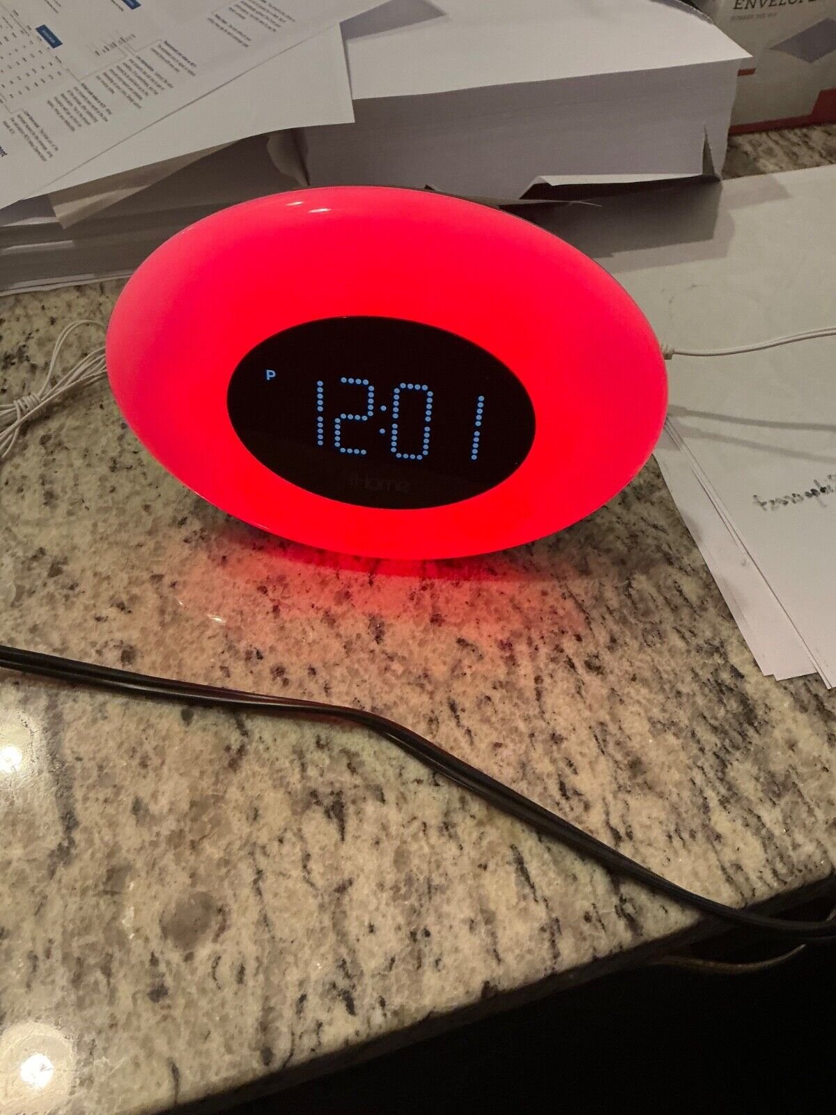 iHome Sunrise Alarm Clock Radio w Bluetooth Speaker Color Changing Lamp