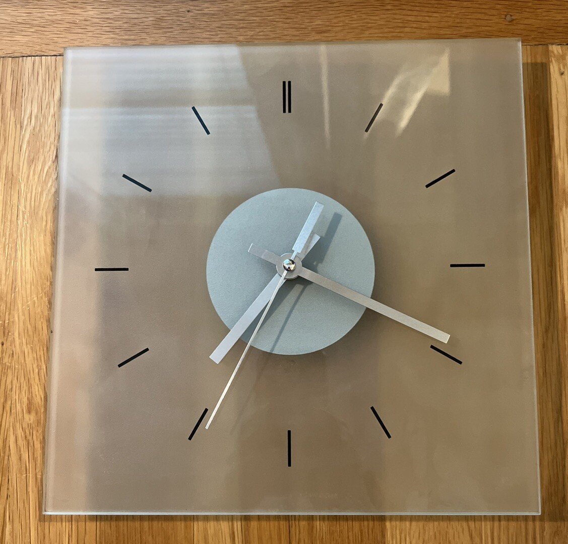 IKEA SKOJ MODERN SQUARE WALL CLOCK 11"x11" CLEAR GLASS SILVER HANDS ANALOG