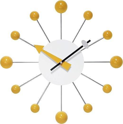 Infinity Instruments LTD. Orb Spoke Starburst Wall Clock, Saffron, 15"
