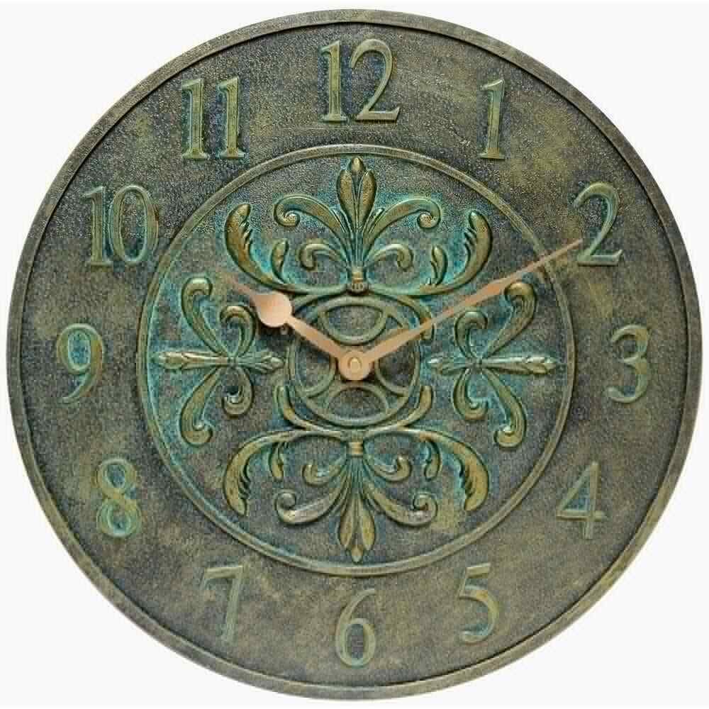 Infinity Instruments Wall Clock Aged Bronze Weathered Open-Faced Water-Resistant