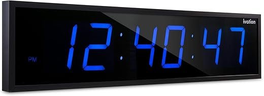 Ivation Huge Large Big Oversized Digital LED Clock - Shelf or Wall Mount (30 Inches Wide, Blue)